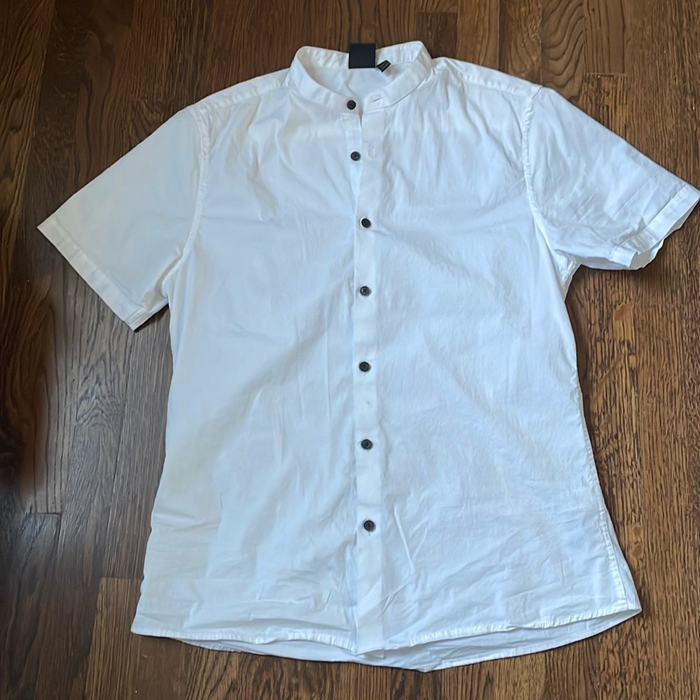ASOS white button down short sleeve shirt, size M